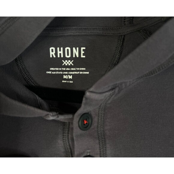 Rhone Hoodie Mens Medium Gray Henley Pullover French Terry Sweatshirt Sweater - Picture 4 of 12